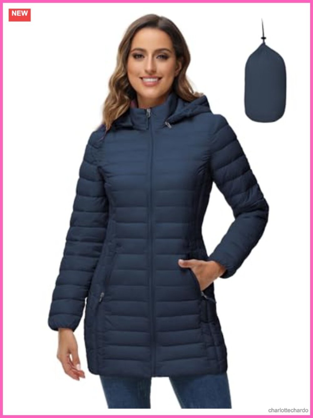 Women's Packable Puffer Jacket Hood Lightweight Quilted Travel Coat Pockets